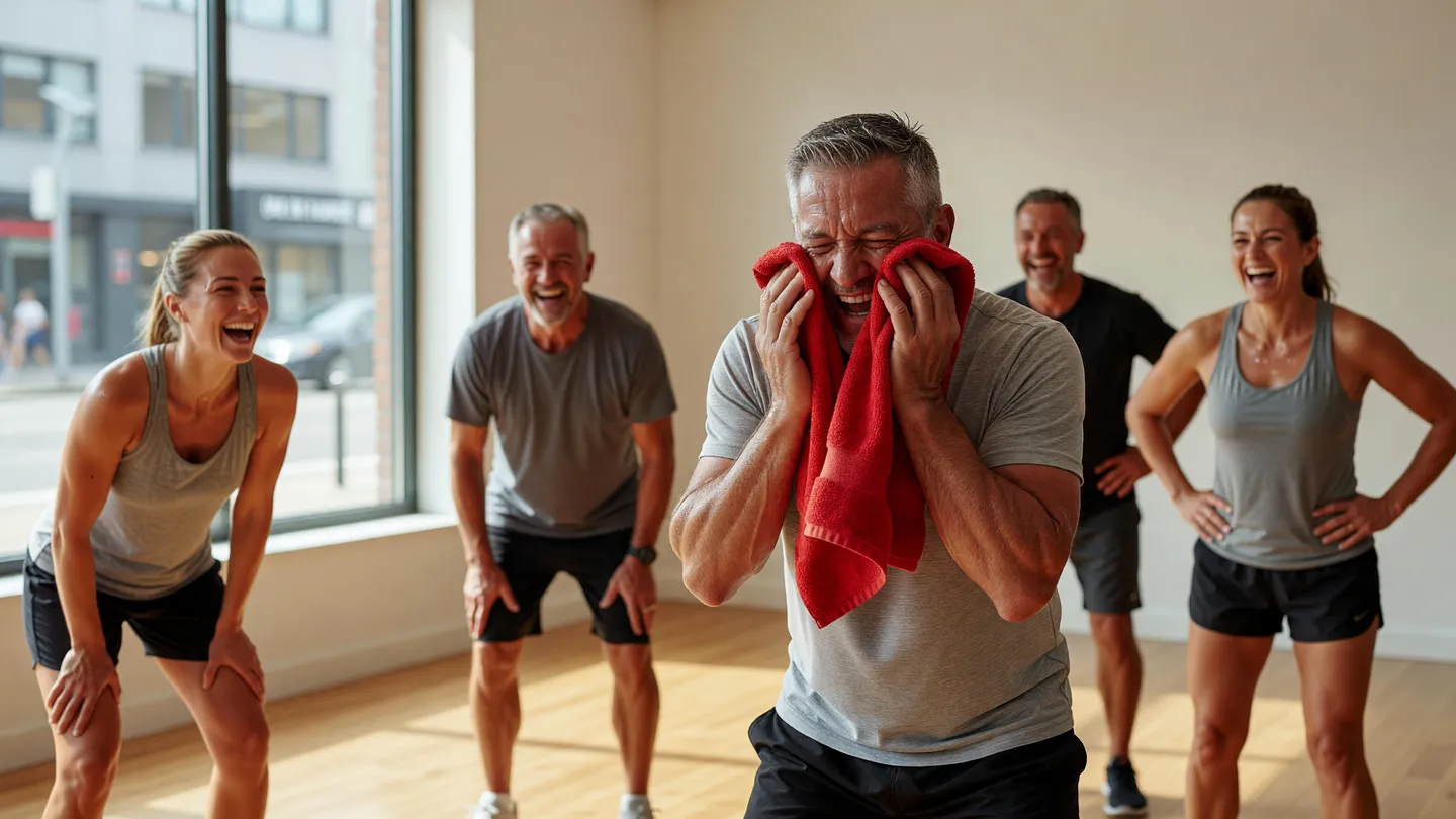 Corso di gruppo in una palestra con persone normali che si allenano, momento vero da pubblicare sui social